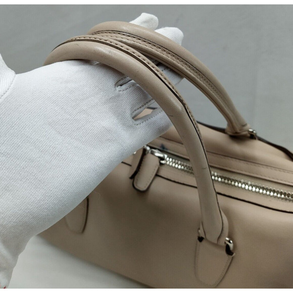 Coach Haley Light Nude Perforated Leather Top Handles Zipper Satchel Bag - Picture 4 of 14